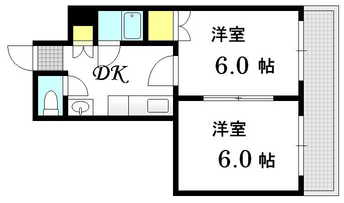 ボナハイツ川野(2DK/2階)の間取り写真