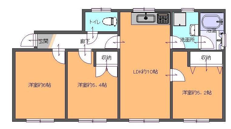 戸越まんしおん(3LDK/1階)の間取り写真