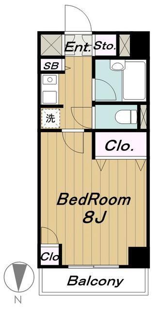 ミレイユ駒場(1K/2階)の間取り写真