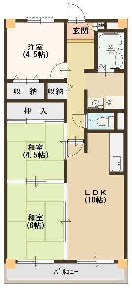 レジデンス ウエストアロウ夕陽ヶ丘(3LDK/5階)の間取り写真