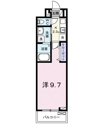 リヴィエール ヴィラ 神代(1K/2階)の間取り写真