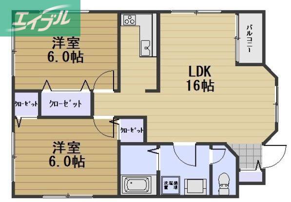 アベンヌ青江(2LDK/1階)の間取り写真