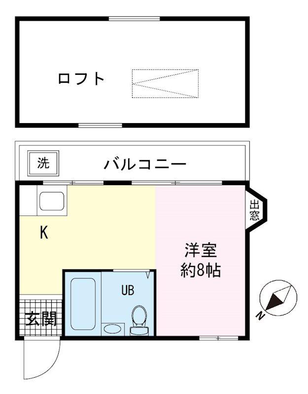 CASA大岡(ワンルーム/2階)の間取り写真