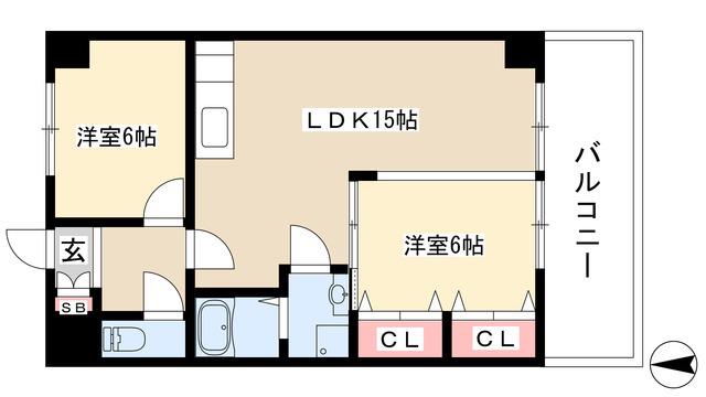 ジュネコキアージュ桜山(2LDK/3階)の間取り写真