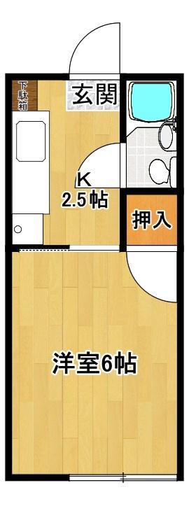 ヴァンベールI(1K/2階)の間取り写真