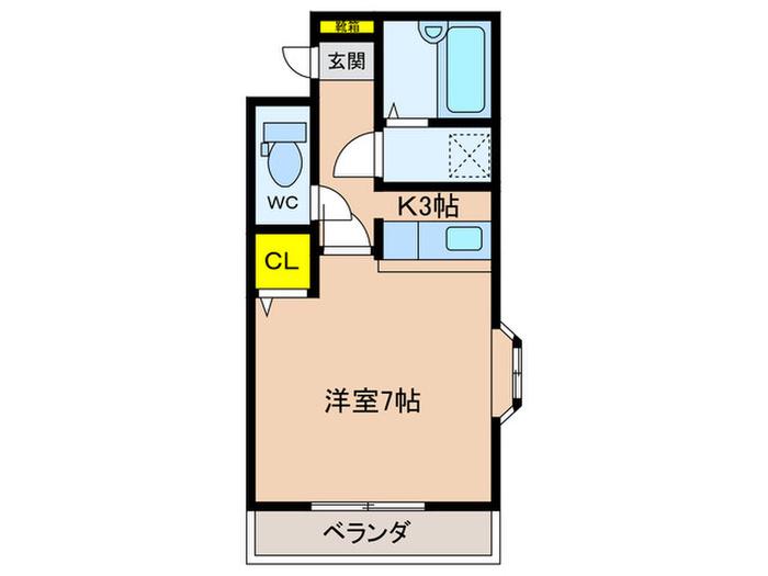 ロイヤルパレス1(1K/1階)の間取り写真
