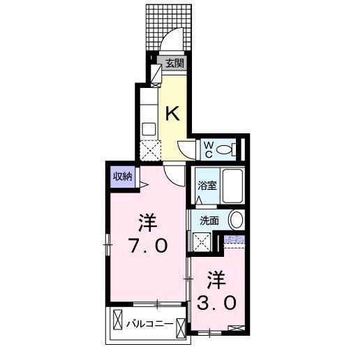 カーサプラシード(1K/1階)の間取り写真