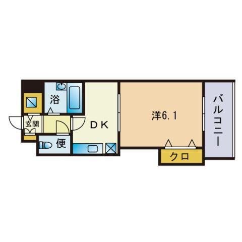 クロスステージ博多駅前(1DK/6階)の間取り写真