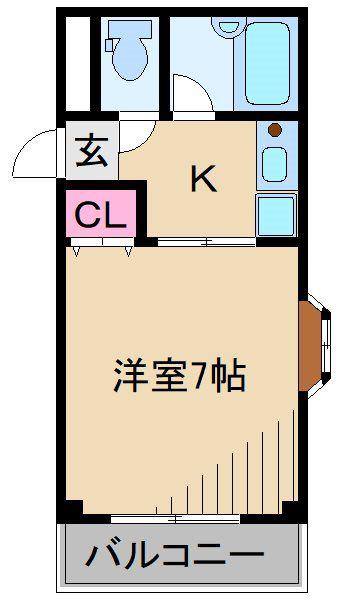 ライトハウス多摩川(1K/3階)の間取り写真