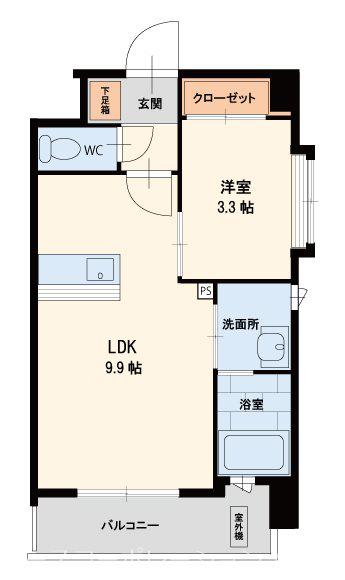 アンテス上到津(1LDK/8階)の間取り写真