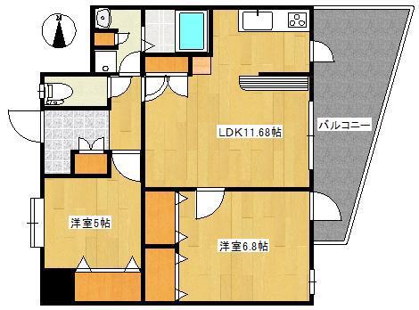 ウイング真鶴(2LDK/2階)の間取り写真