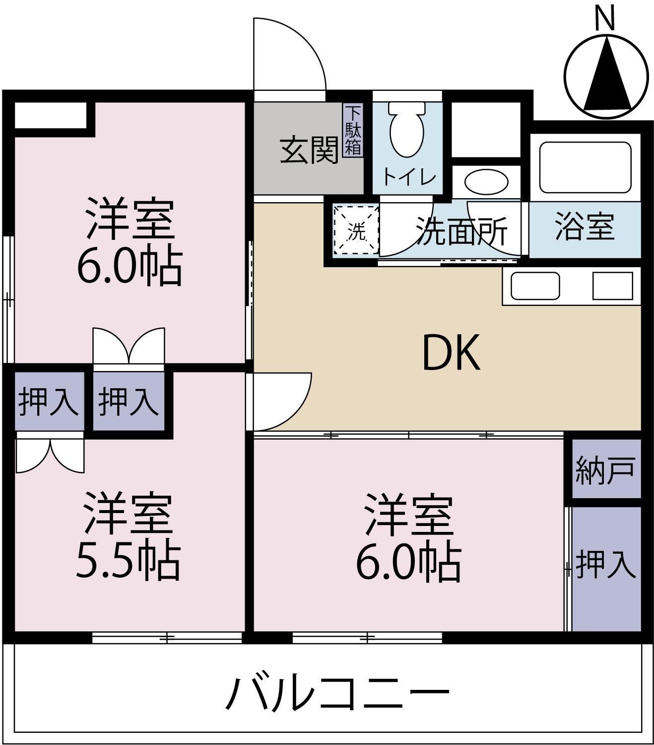 ラファミーユ大工町(3DK/4階)の間取り写真
