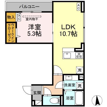 ディーブレス横濱岸根公園1(1LDK/3階)の間取り写真