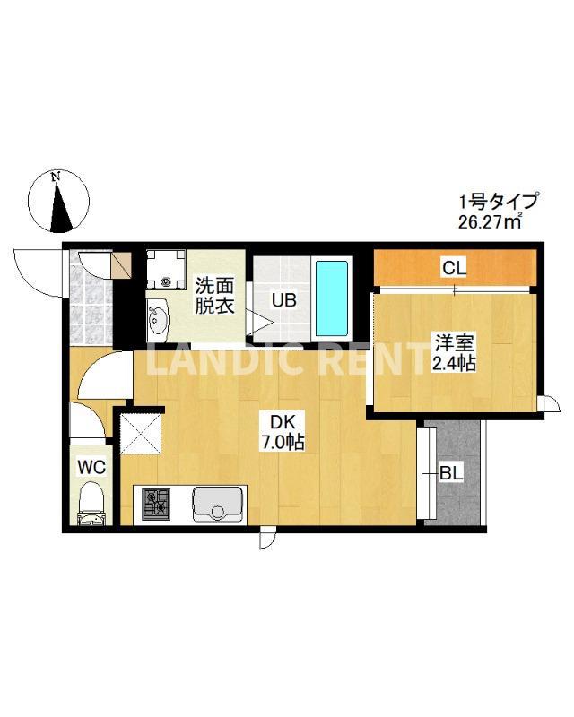 GRANDTIC HAVEN(1DK/1階)の間取り写真