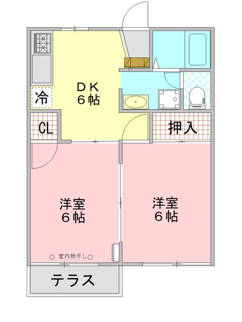 サンモール91(2DK/1階)の間取り写真