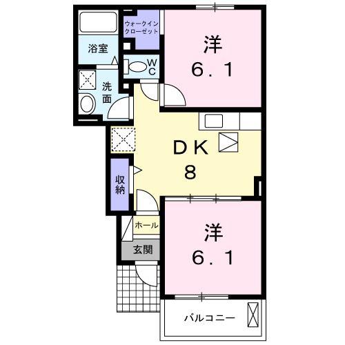 メロウソレイユ I(2DK/1階)の間取り写真