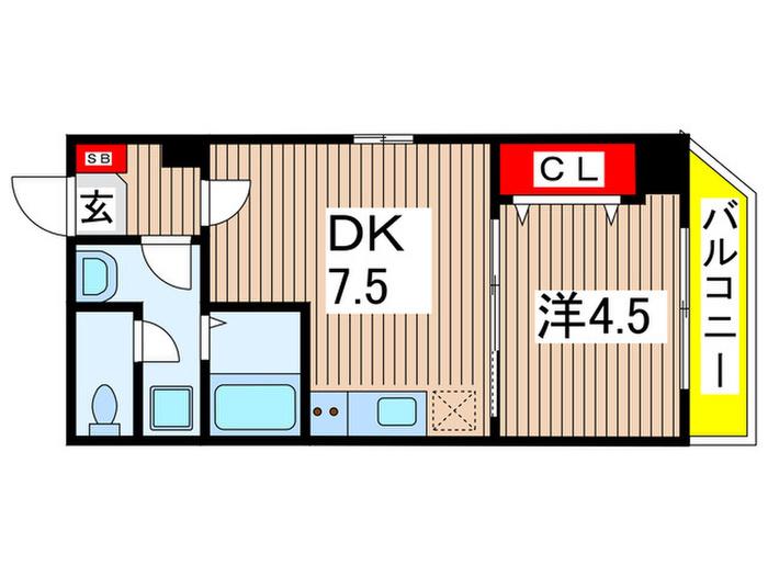 プラージュ東千葉(1DK/5階)の間取り写真