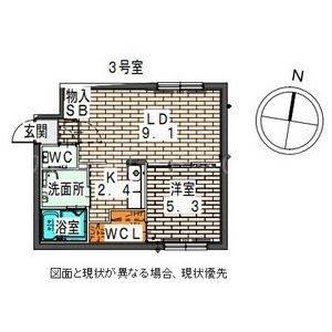 ELLE CUBE学園前(1LDK/4階)の間取り写真