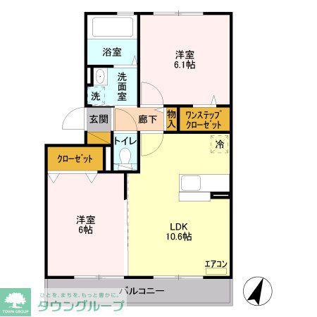 カーサ・ドマーニA(2LDK/2階)の間取り写真