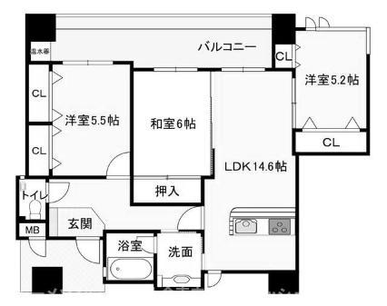 マーベラス門司港(3LDK/8階)の間取り写真