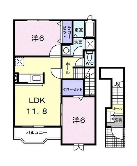 グレイスYOU(2LDK/2階)の間取り写真