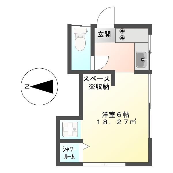 恵明荘(ワンルーム/2階)の間取り写真
