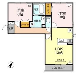 GRACIAS(2LDK/2階)の間取り写真