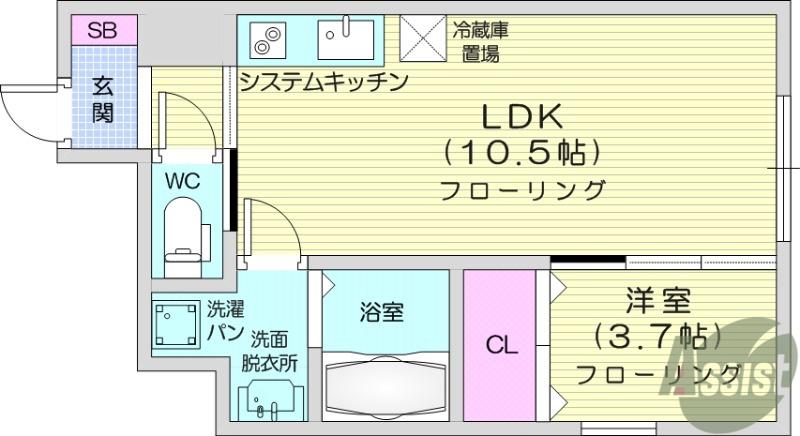 セレーノ(1LDK/1階)の間取り写真