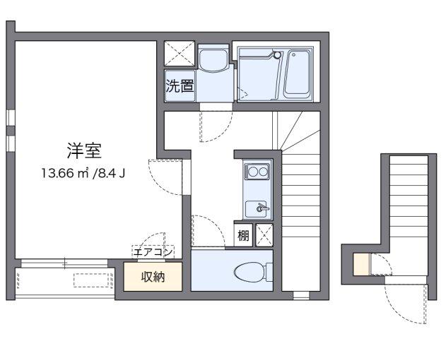 クレイノエクセルハジメII(1K/2階)の間取り写真