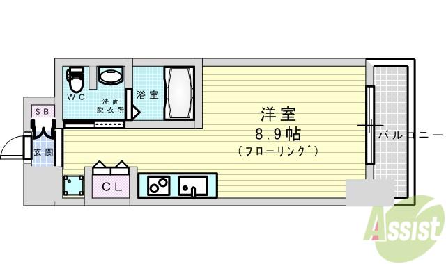 グレンパーク江坂II(ワンルーム/7階)の間取り写真
