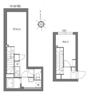 シティウォーク荏原中延(1LDK/B1階)の間取り写真