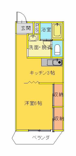 サンハウス中村(1K/2階)の間取り写真