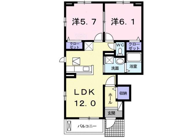 コンチェルト(2LDK/1階)の間取り写真