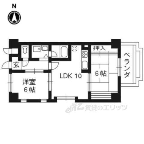 サン・フローネ川宗(2LDK/4階)の間取り写真