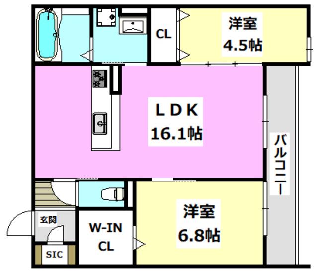 D-ROOM上穂積(2LDK/3階)の間取り写真