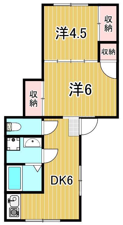 寺山ハイツIII(2DK/2階)の間取り写真