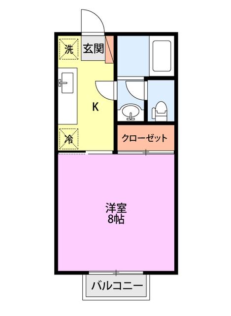 クレスト(1K/1階)の間取り写真