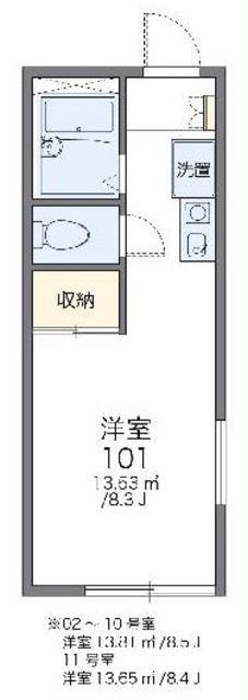 レオパレストダワンルームハイツ2(1K/2階)の間取り写真