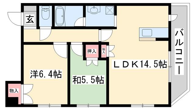 東加古川ミオ(2LDK/2階)の間取り写真