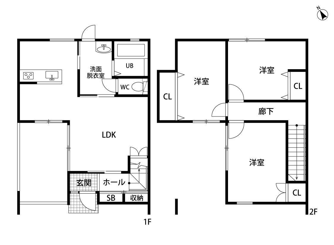 横須賀キャレノワール(3LDK/1階)の間取り写真