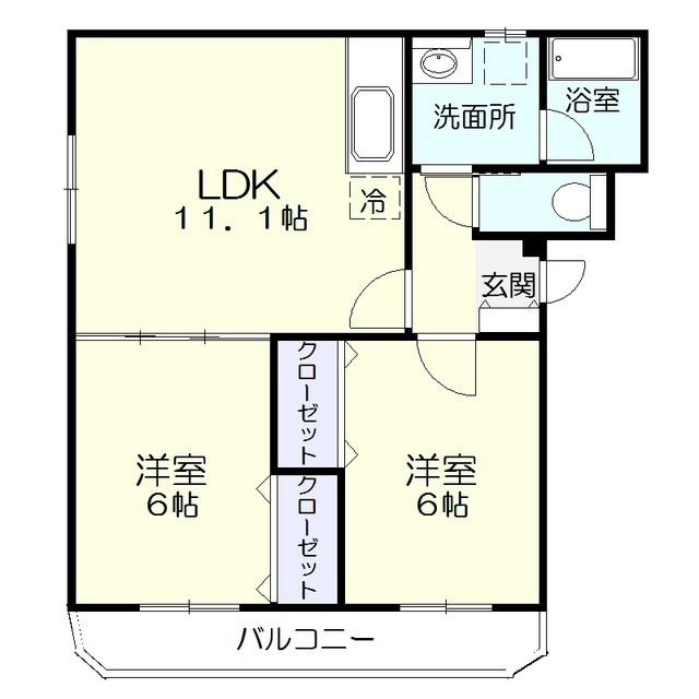 パレスデュオ(2LDK/1階)の間取り写真