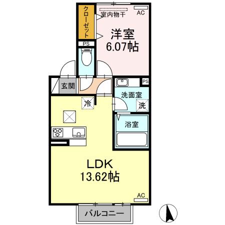 BEST COLOR(1LDK/1階)の間取り写真