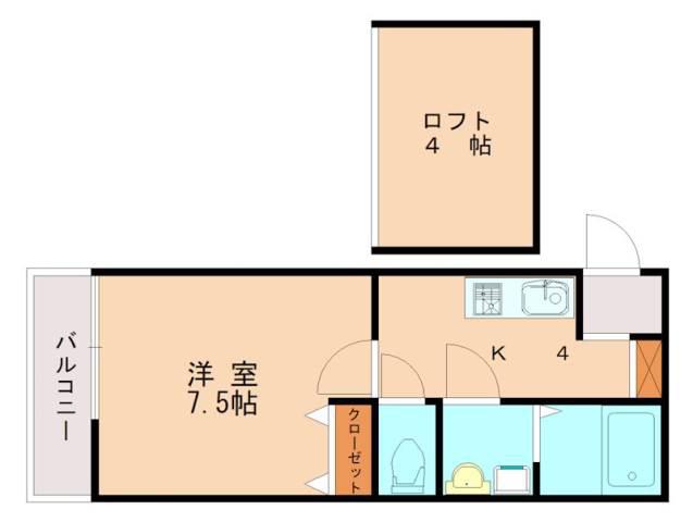 メゾン土井B棟(1K/1階)の間取り写真