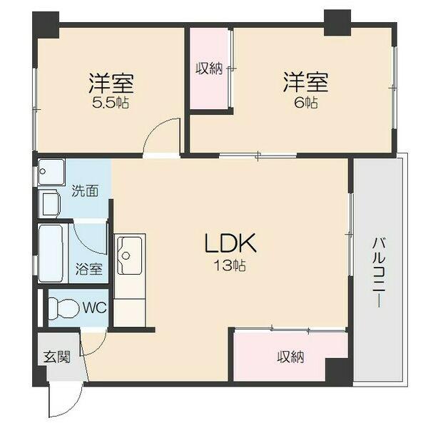 ハイライフメイユウ(2LDK/3階)の間取り写真