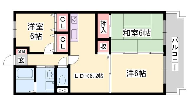ディーズコート(3DK/3階)の間取り写真