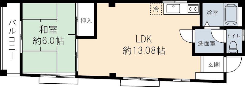 大蔵ビル(1LDK/3階)の間取り写真