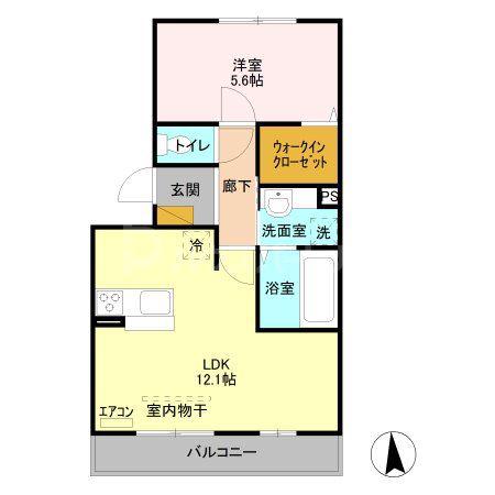 グレイスヴィラ参番館(1LDK/2階)の間取り写真