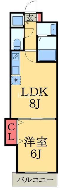 メゾンミルホワイト(1LDK/2階)の間取り写真