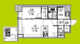 S-RESIDENCE阿波座CHIARO(1LDK/8階)の間取り写真