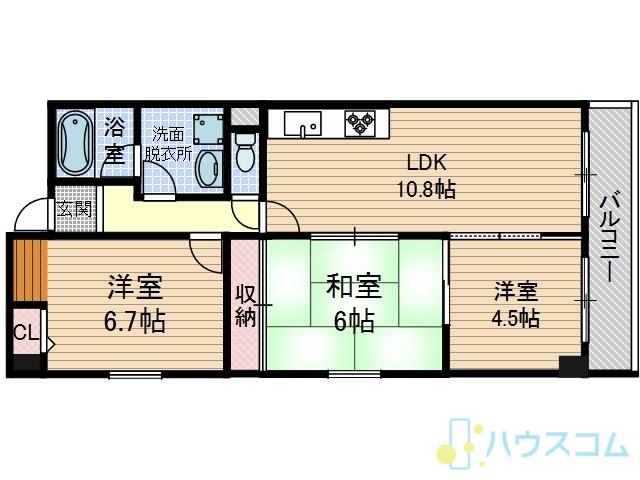 ルミエール南摂津(3LDK/1階)の間取り写真